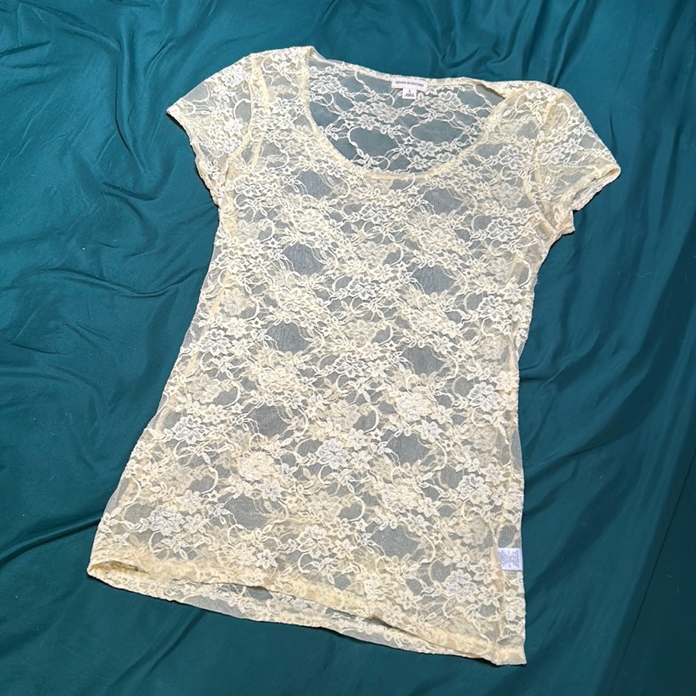Yellow Lace Sheer Top